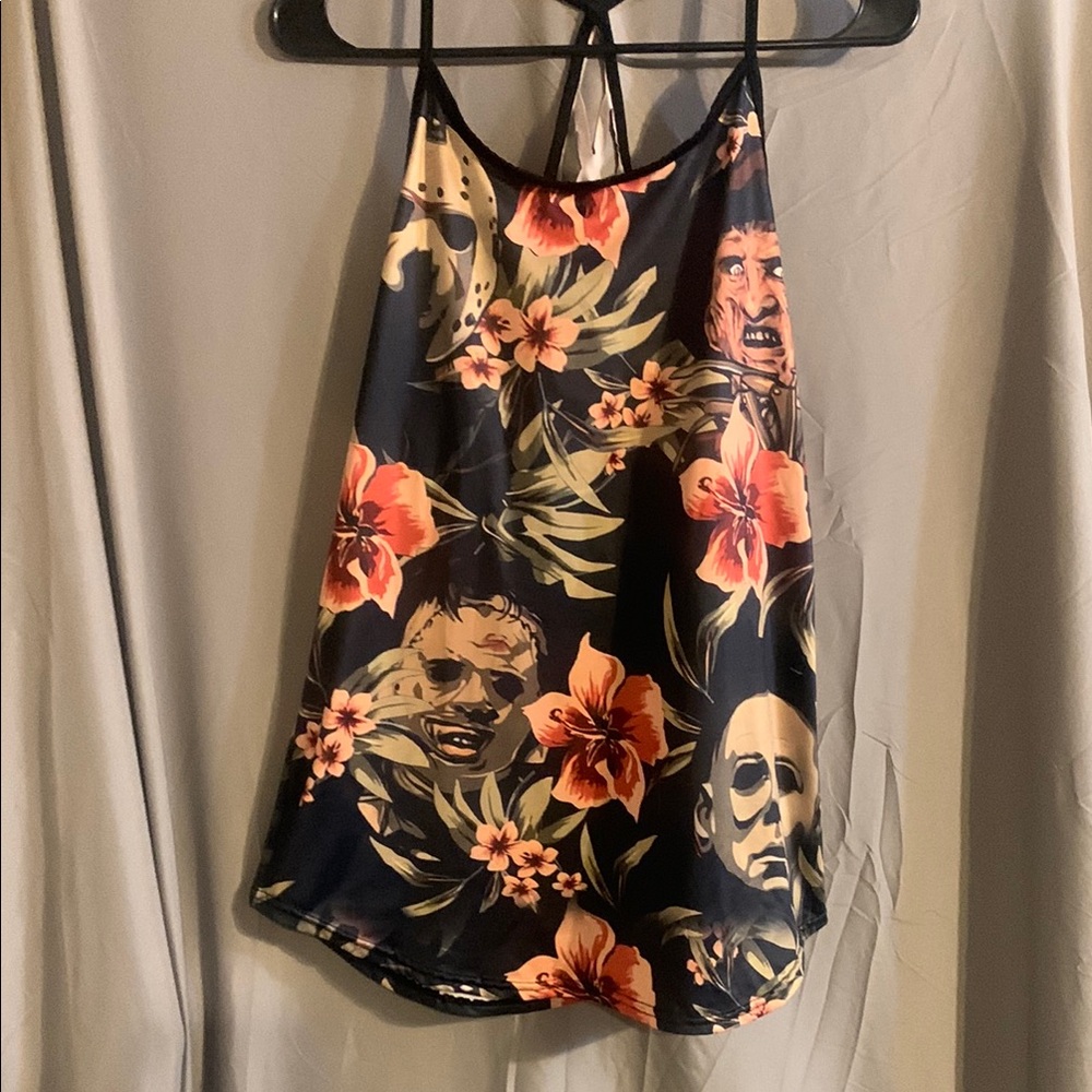 Black and Orange Horror movie characters Floral Sleeveless Camisole